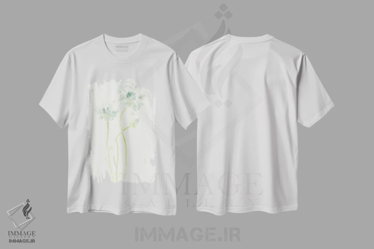 تیشرت سفید طرح دار مطالعه گل ذرت ۲، تزئینی اثر جون اریکا وس | immage.ir
