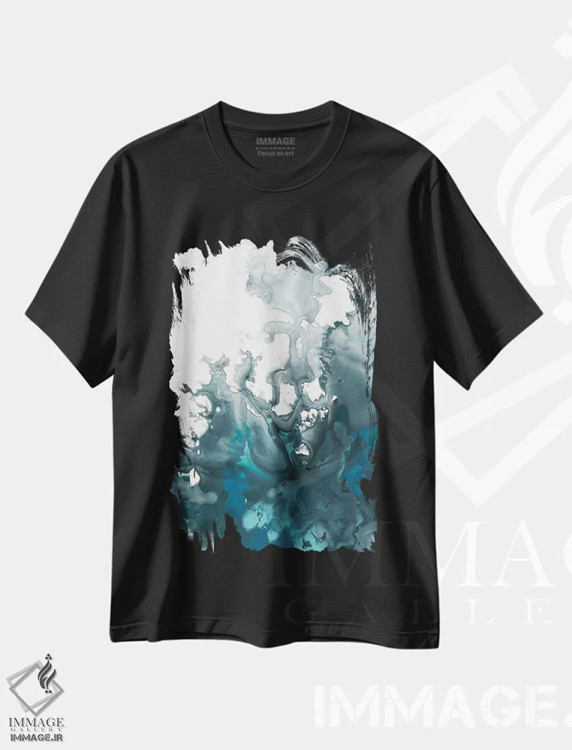 تیشرت مشکی طرح دار طوفان نیلی یکم اثر جون اریکا وس | فروشگاه ایماژ