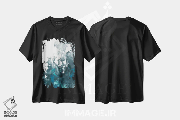 تیشرت مشکی طرح دار طوفان نیلی یکم اثر جون اریکا وس | فروشگاه ایماژ