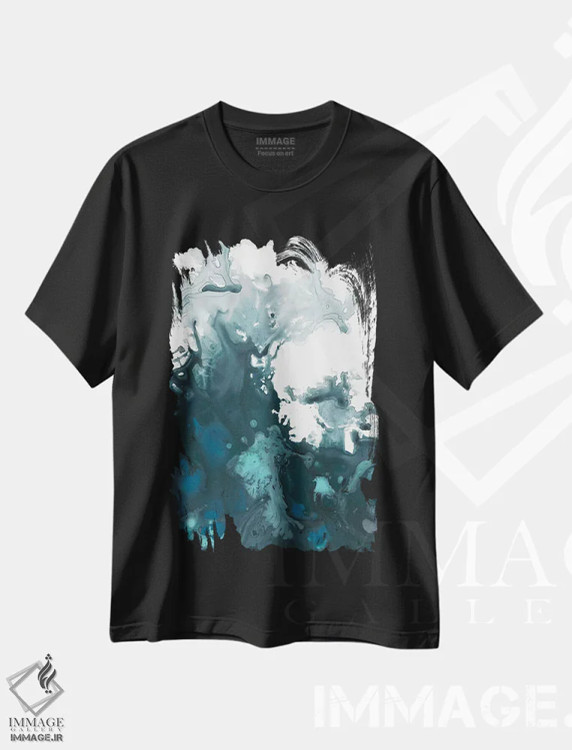 تیشرت مشکی طرح دار طوفان نیلی دوم اثر جون اریکا وس | immage.ir