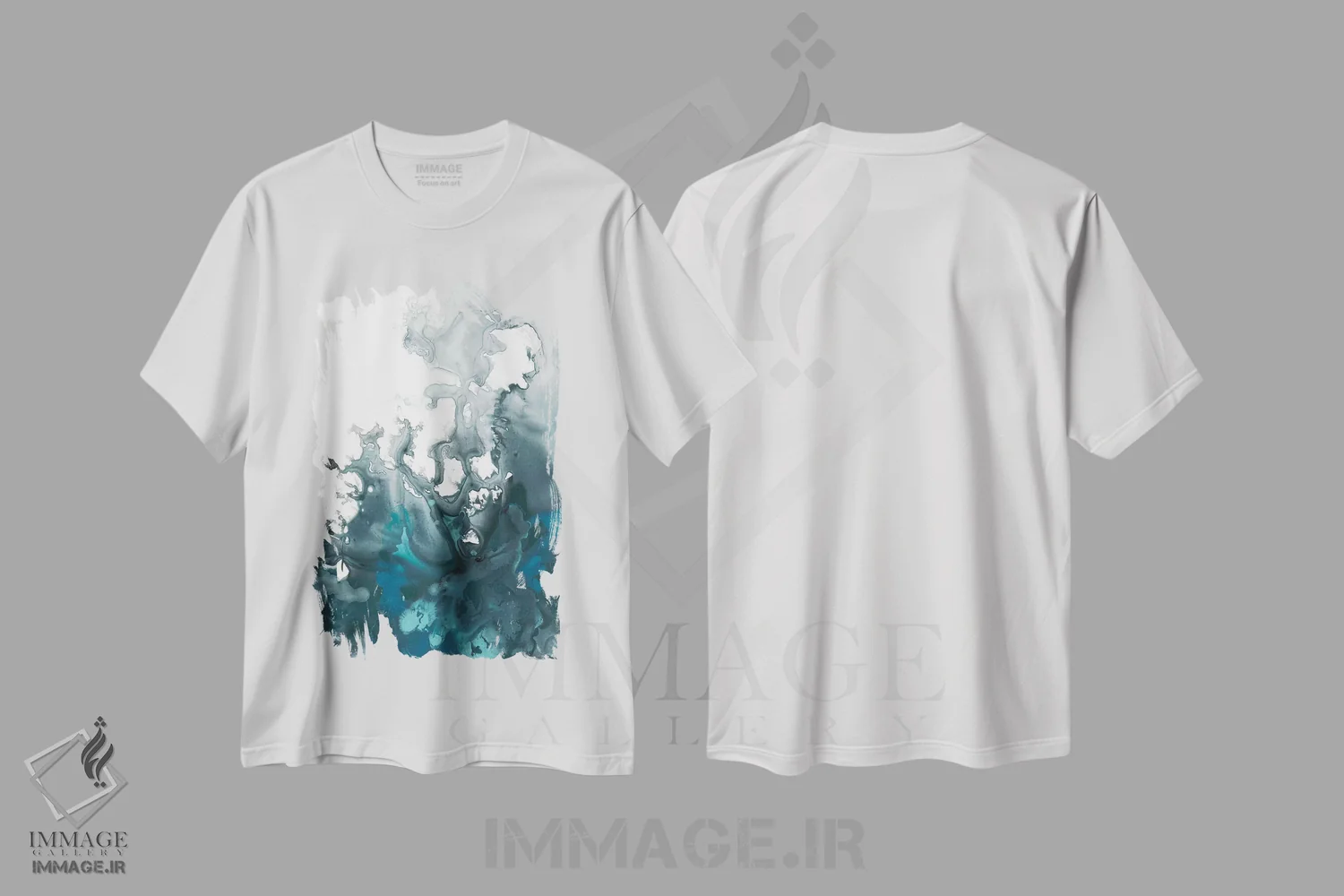 تیشرت سفید طرح دار طوفان نیلی یکم اثر جون اریکا وس | immage.ir