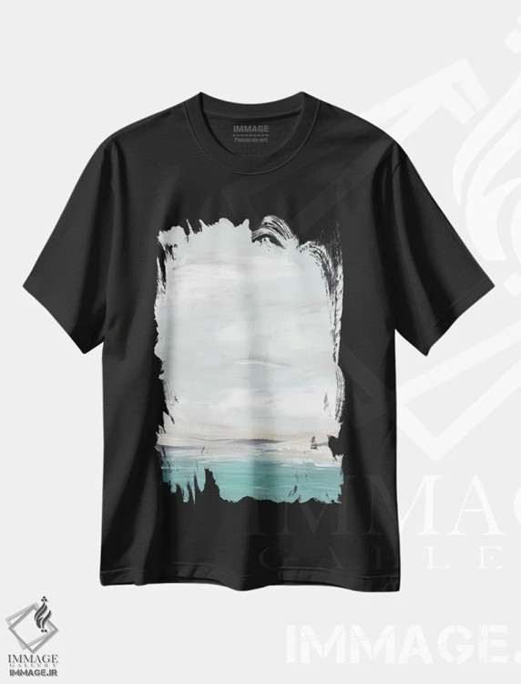 تیشرت مشکی طرح دار چشم انداز کف دریا دوم اثر جون اریکا وس | فروشگاه ایماژ