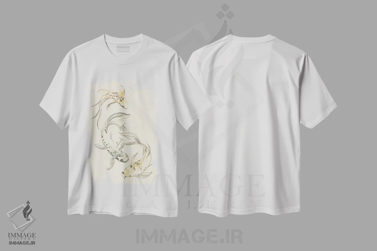 تیشرت سفید طرح دار رقص ماهی کوی یکم، تزئینی اثر جون اریکا وس | immage.ir