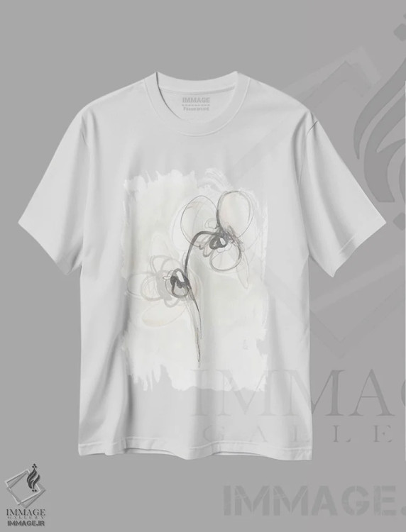 تیشرت سفید طرح دار اشارهٔ گل گون خنثی یکم، دکور معاصر اثر جون اریکا وس | immage.ir