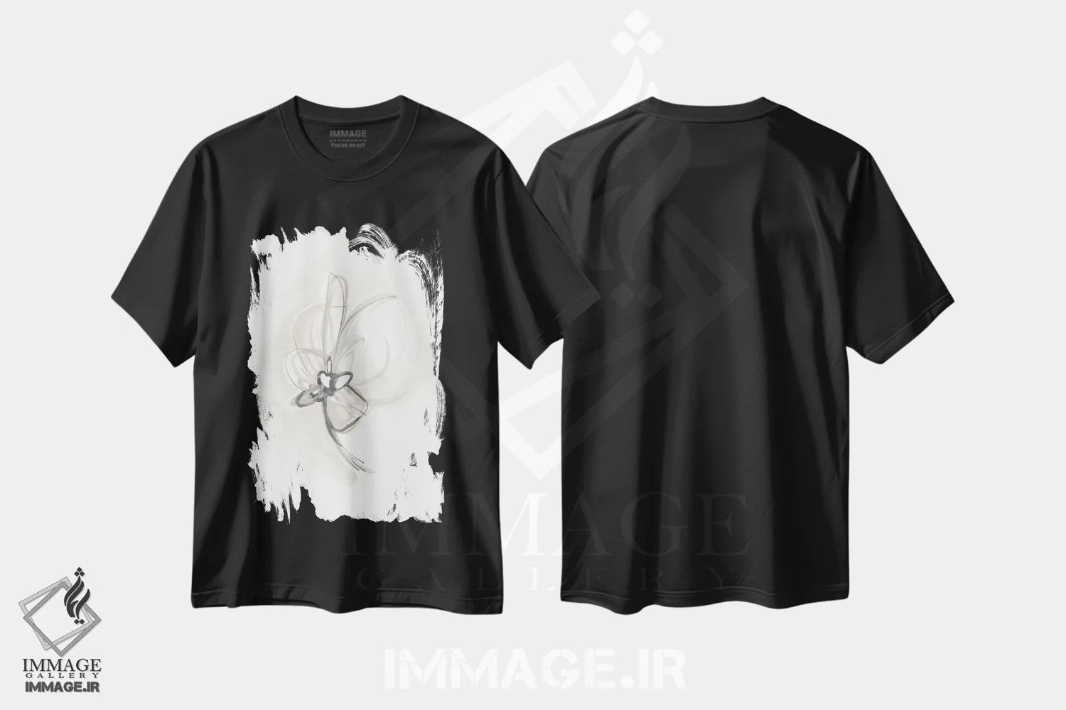 تیشرت مشکی طرح دار اشارهٔ گل گون خنثی دوم، دکور معاصر اثر جون اریکا وس | immage.ir