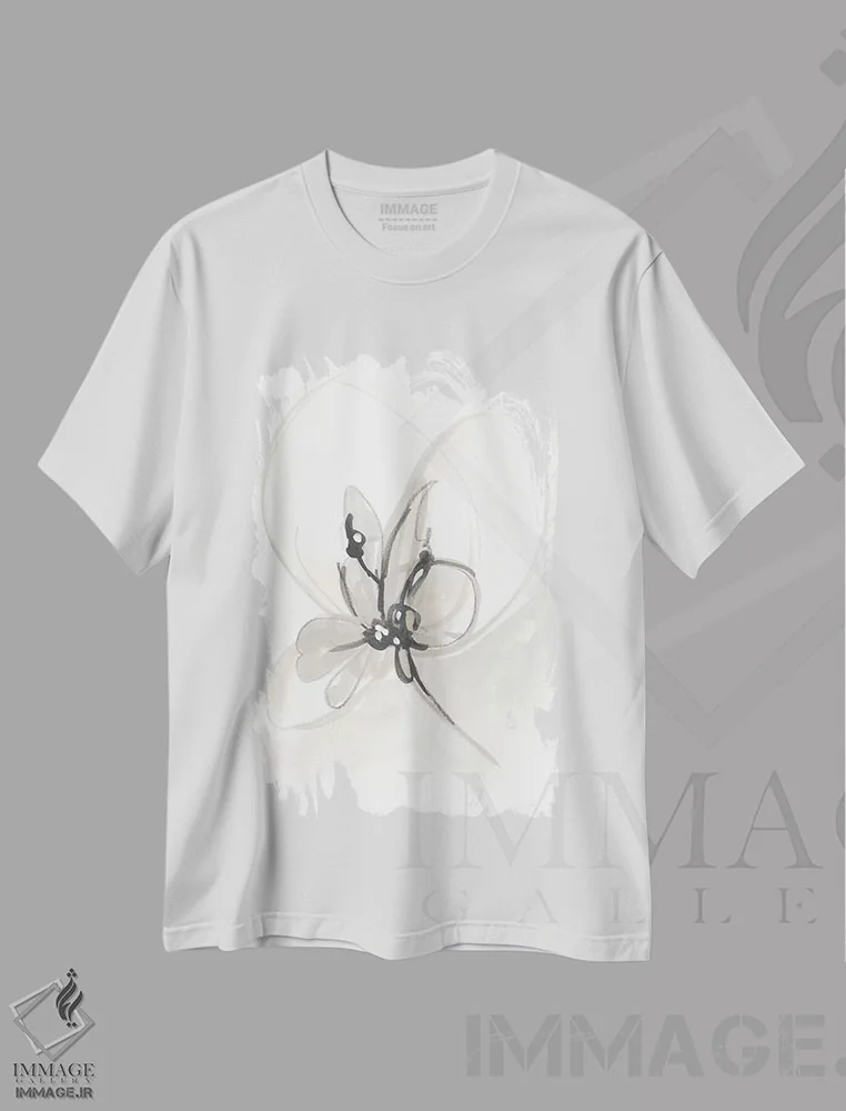 تیشرت سفید طرح دار اشارهٔ گل گون خنثی ششم، دکور معاصر اثر جون اریکا وس | immage.ir