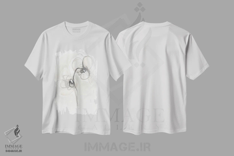 تیشرت سفید طرح دار اشارهٔ گل گون خنثی یکم، دکور معاصر اثر جون اریکا وس | immage.ir