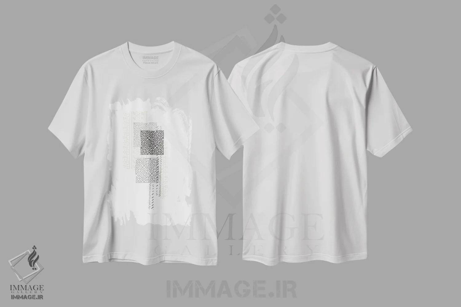 تیشرت سفید طرح دار ترکیب چاپ قالبی چهارم، آبستره اثر جون اریکا وس | immage.ir