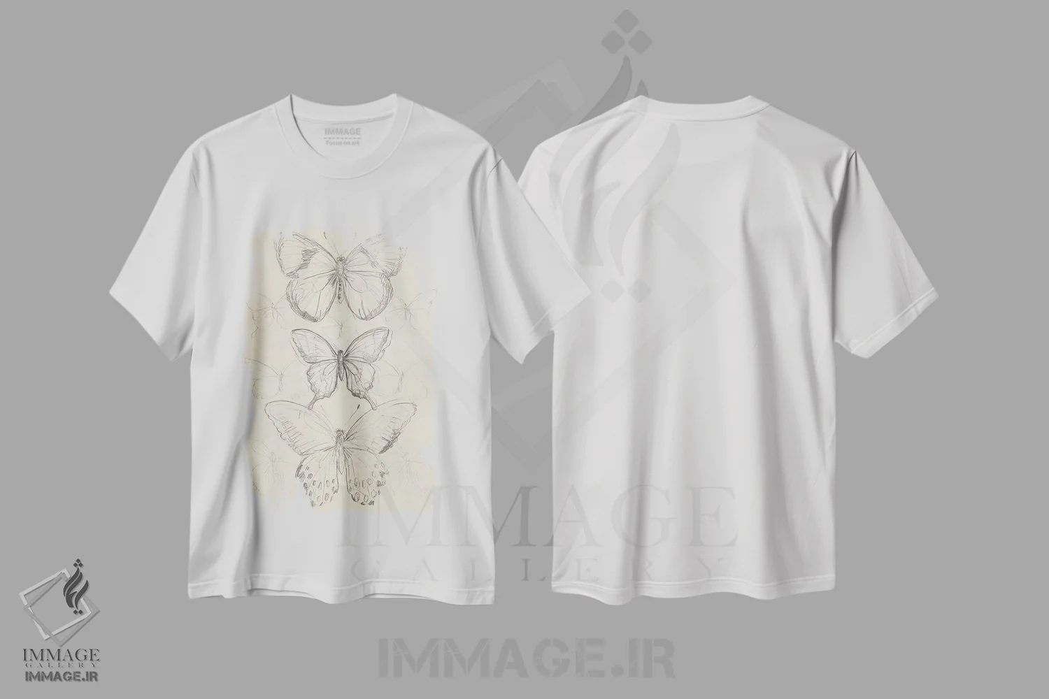 تیشرت سفید طرح دار طرح پروانه قدیمی یکم، دکور معاصر اثر جون اریکا وس | فروشگاه ایماژ