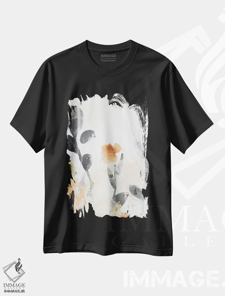 تیشرت مشکی طرح دار جریان باغ یکم، آبستره اثر جون اریکا وس | فروشگاه ایماژ