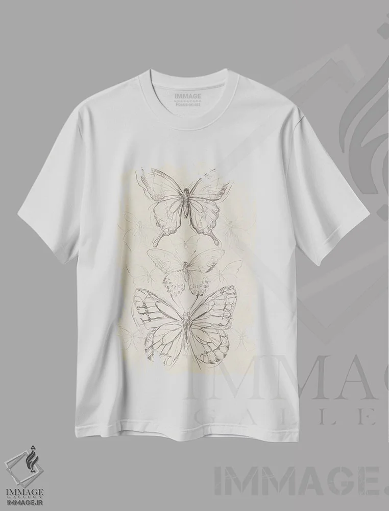 تیشرت سفید طرح دار طرح پروانه قدیمی دوم، دکور معاصر اثر جون اریکا وس | immage.ir