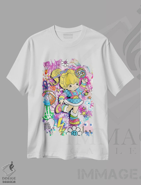 تیشرت سفید طرح دار رنگین کمان درخشان، هنر دیجیتال اثر جسیکا استمپل | immage.ir