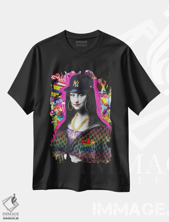 تیشرت مشکی طرح دار مونالیزا، هنر دیجیتال اثر جسیکا استمپل | immage.ir