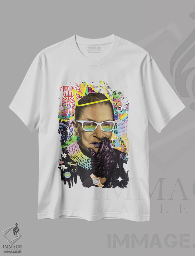 تیشرت سفید طرح دار روث بیدر گینزبرگ، هنر دیجیتال اثر جسیکا استمپل | فروشگاه ایماژ