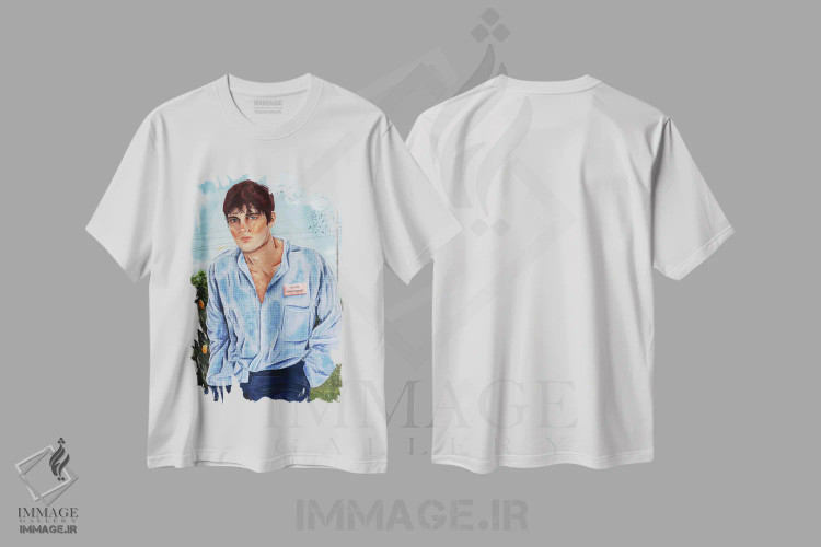 تیشرت سفید طرح دار کارگر مزرعه، هنر فاخر معاصر اثر جیمی ادلر | immage.ir