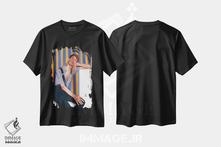 تیشرت مشکی طرح دار راه راه ها، هنر فاخر معاصر اثر جیمی ادلر | immage.ir