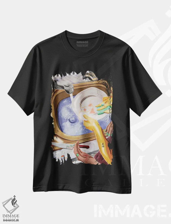 تیشرت مشکی طرح دار برش، هنر فاخر معاصر اثر جیمی ادلر | immage.ir
