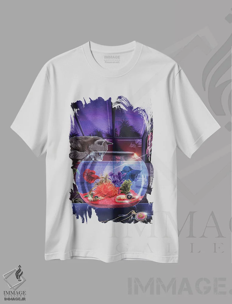 تیشرت سفید طرح دار تنگ ماهی، هنر فاخر معاصر اثر جیمی ادلر | immage.ir