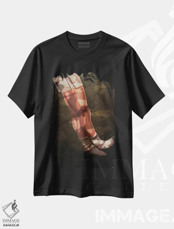 تیشرت مشکی طرح دار جوراب سفید و شلوارک، هنر فاخر معاصر اثر جیمی ادلر | immage.ir