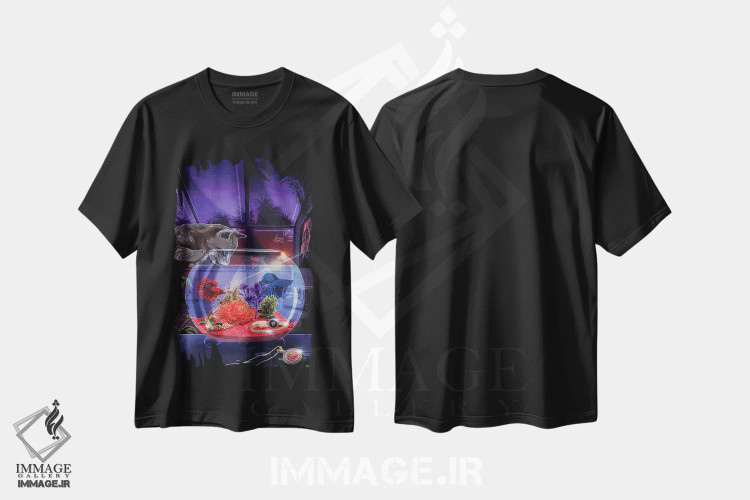 تیشرت مشکی طرح دار تنگ ماهی، هنر فاخر معاصر اثر جیمی ادلر | فروشگاه ایماژ