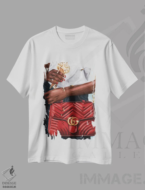 تیشرت سفید طرح دار چکه، هنر فاخر معاصر اثر جیمی ادلر | immage.ir