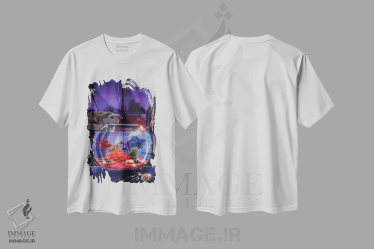 تیشرت سفید طرح دار تنگ ماهی، هنر فاخر معاصر اثر جیمی ادلر | immage.ir