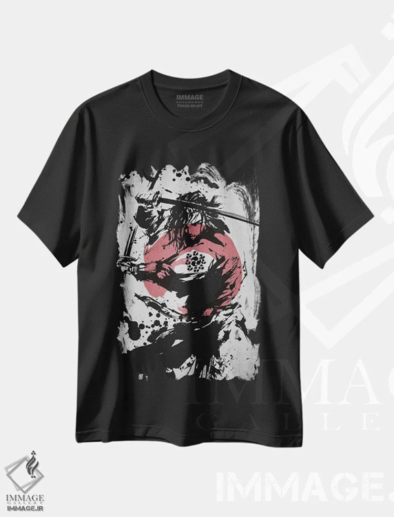 تیشرت مشکی طرح دار سبک سامورایی، دکور آسیایی اثر جوزف فرناندو | immage.ir