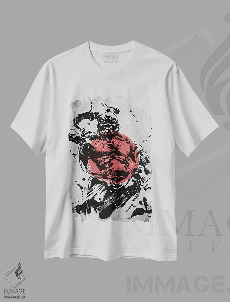 تیشرت سفید طرح دار سامورایی دیابلو، دکور آسیایی اثر جوزف فرناندو | immage.ir