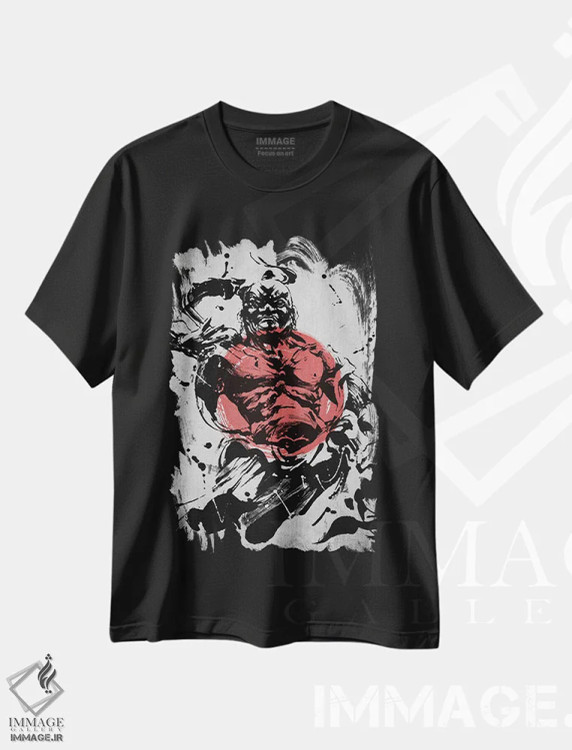 تیشرت مشکی طرح دار سامورایی دیابلو، دکور آسیایی اثر جوزف فرناندو | فروشگاه ایماژ