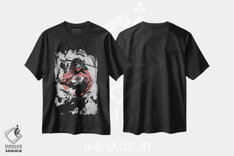 تیشرت مشکی طرح دار سبک سامورایی، دکور آسیایی اثر جوزف فرناندو | immage.ir