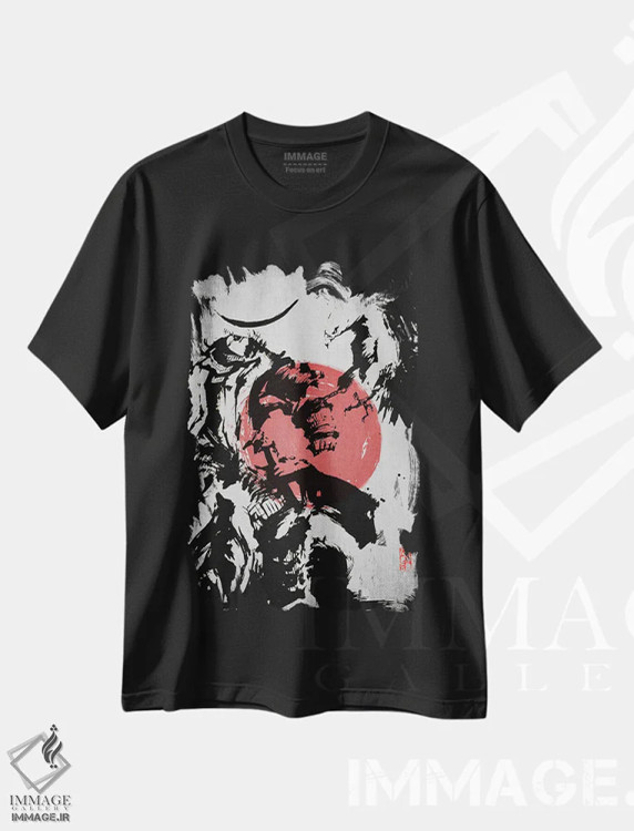 تیشرت مشکی طرح دار عقاب سامورایی، دکور آسیایی اثر جوزف فرناندو | فروشگاه ایماژ