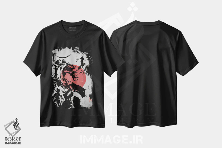 تیشرت مشکی طرح دار عقاب سامورایی، دکور آسیایی اثر جوزف فرناندو | فروشگاه ایماژ