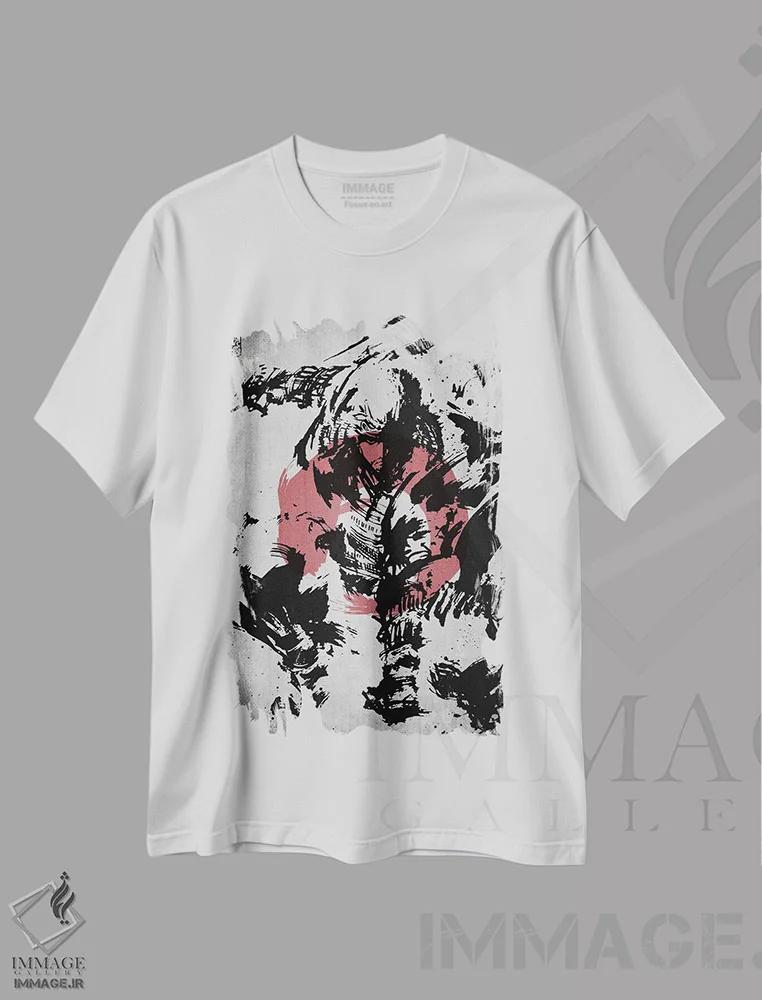 تیشرت سفید طرح دار ضربه سامورایی، دکور آسیایی اثر جوزف فرناندو | immage.ir