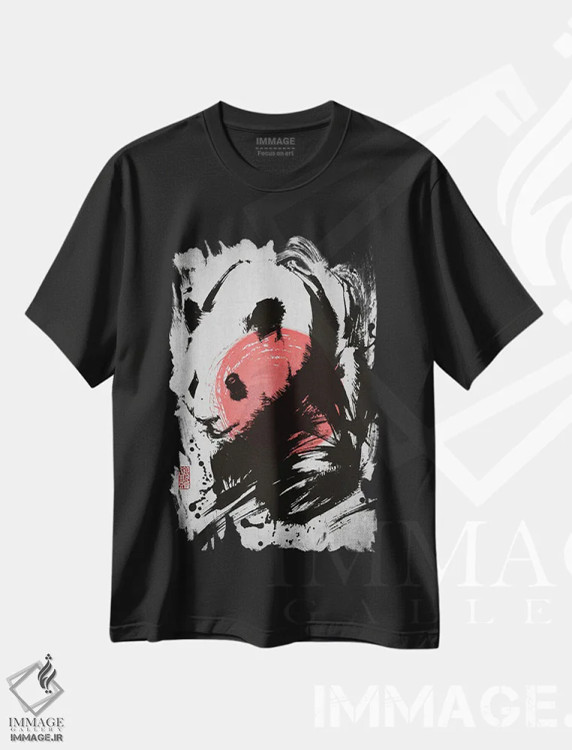 تیشرت مشکی طرح دار پاندا، دکور آسیایی اثر جوزف فرناندو | فروشگاه ایماژ