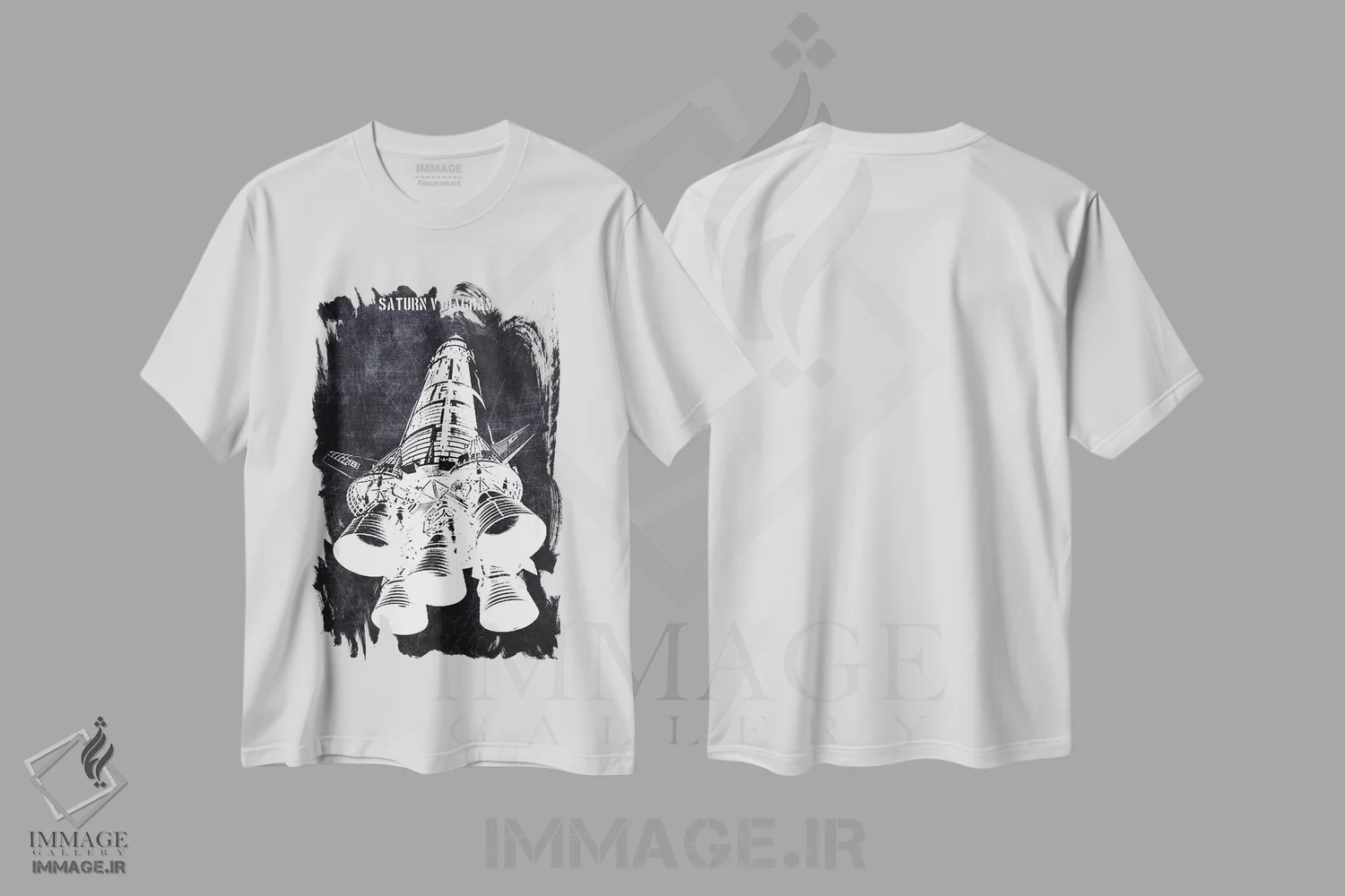 تیشرت سفید طرح دار نمودار ساترن ۵، هنر تزئینی سیاه و سفید اثر جوزف فرناندو | immage.ir