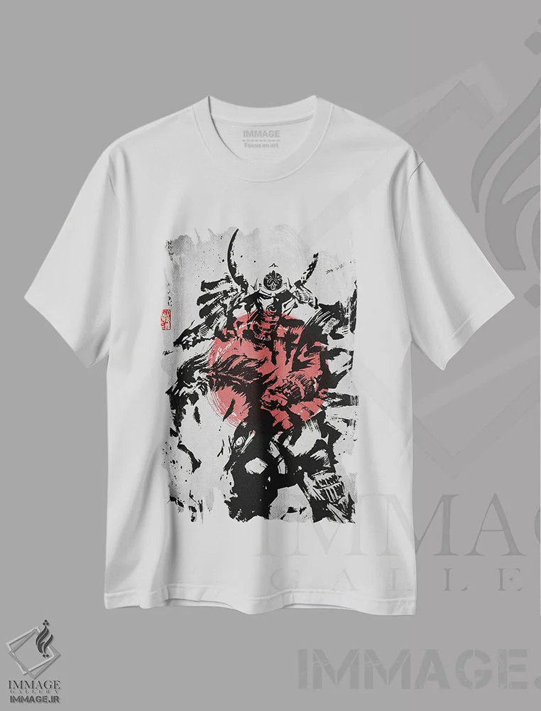 تیشرت سفید طرح دار جنگجوی سامورایی، دکور آسیایی اثر جوزف فرناندو | immage.ir