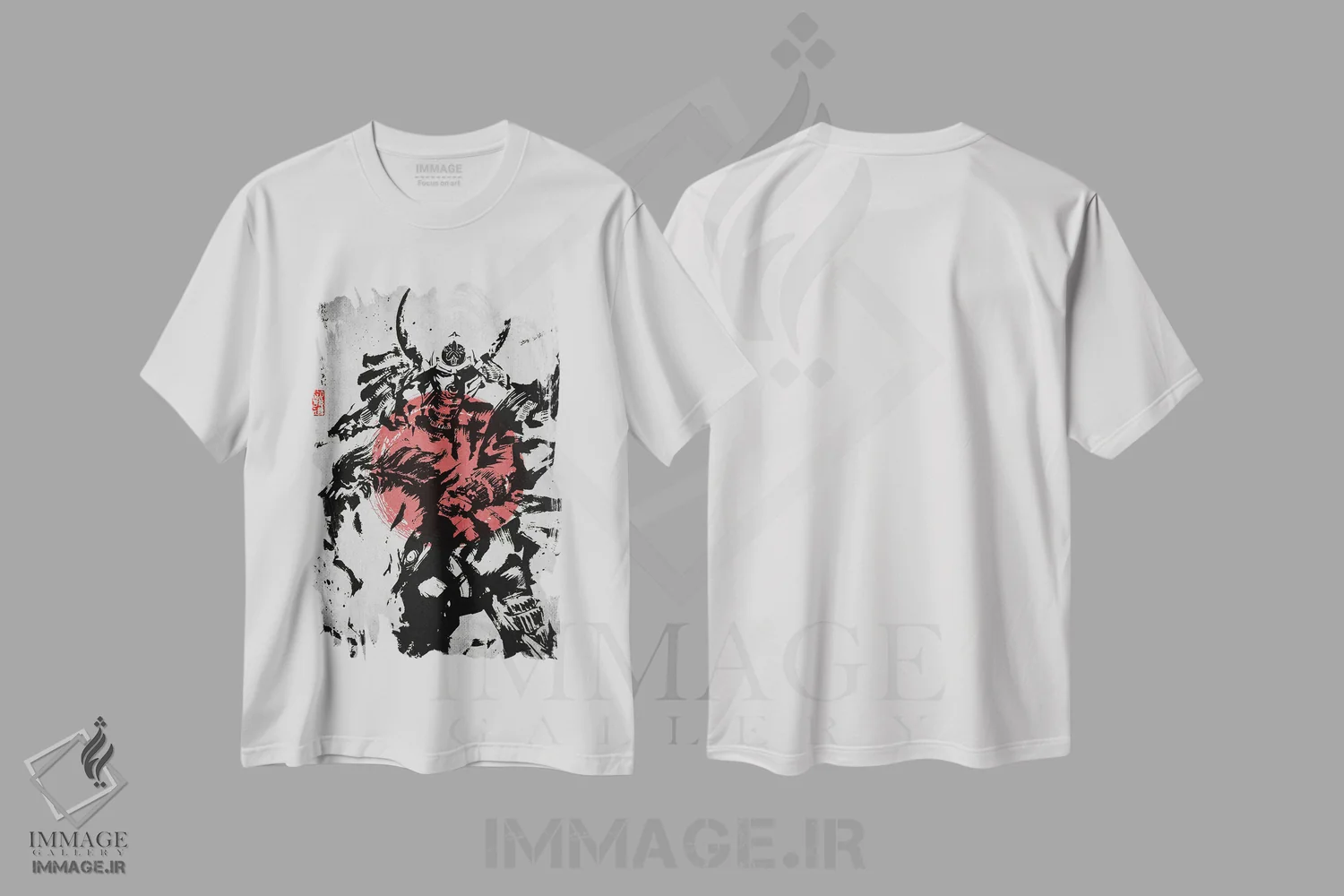 تیشرت سفید طرح دار جنگجوی سامورایی، دکور آسیایی اثر جوزف فرناندو | immage.ir