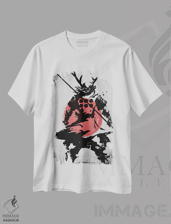 تیشرت سفید طرح دار هوکاگه سامورایی ۲، دکور آسیایی اثر جوزف فرناندو | فروشگاه ایماژ