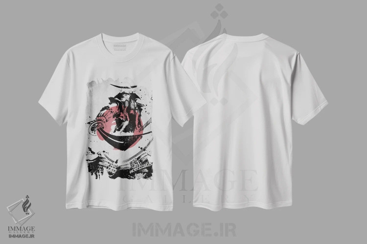 تیشرت سفید طرح دار شمشیر سامورایی، دکور آسیایی اثر جوزف فرناندو | immage.ir