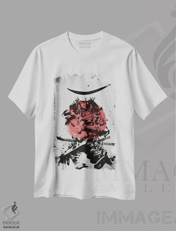 تیشرت سفید طرح دار ژست سامورایی، دکور آسیایی اثر جوزف فرناندو | immage.ir