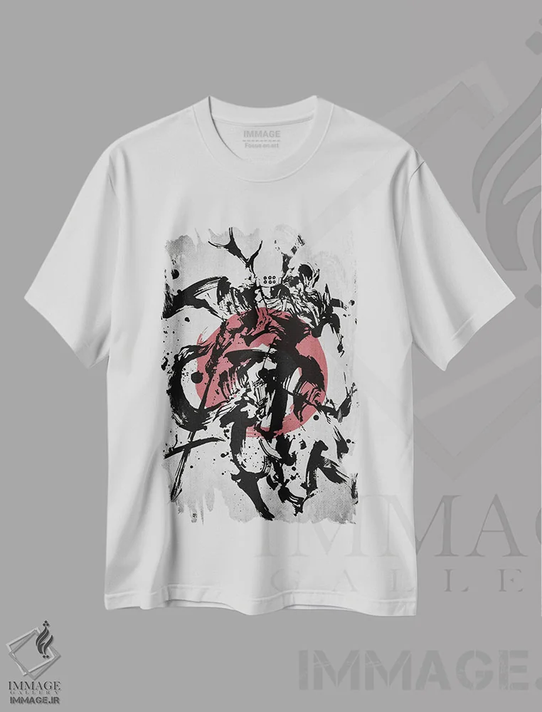 تیشرت سفید طرح دار فرمانروای سامورایی، دکور آسیایی اثر جوزف فرناندو | فروشگاه ایماژ