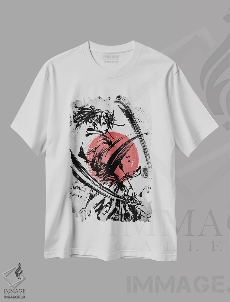 تیشرت سفید طرح دار برش سامورایی، دکور آسیایی اثر جوزف فرناندو | immage.ir