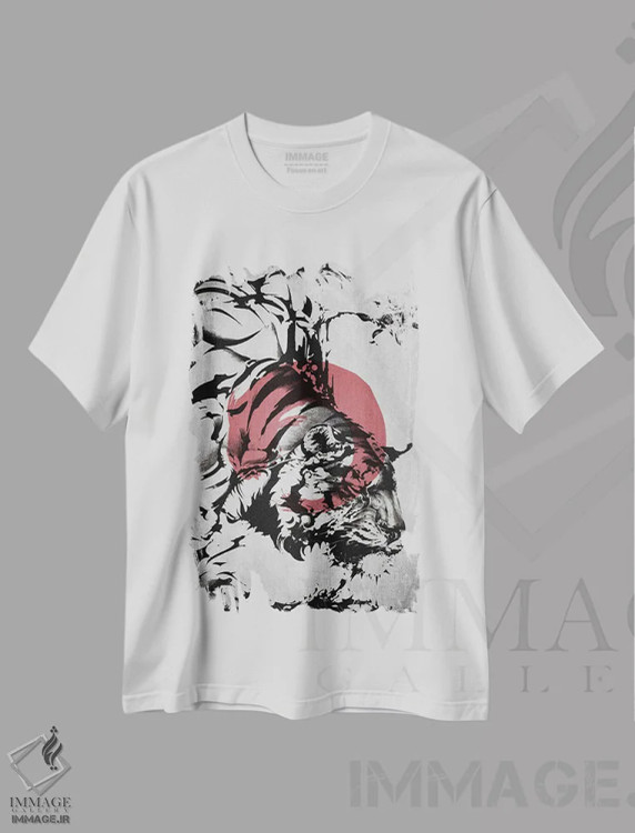 تیشرت سفید طرح دار ببر سامورایی، دکور آسیایی اثر جوزف فرناندو | immage.ir