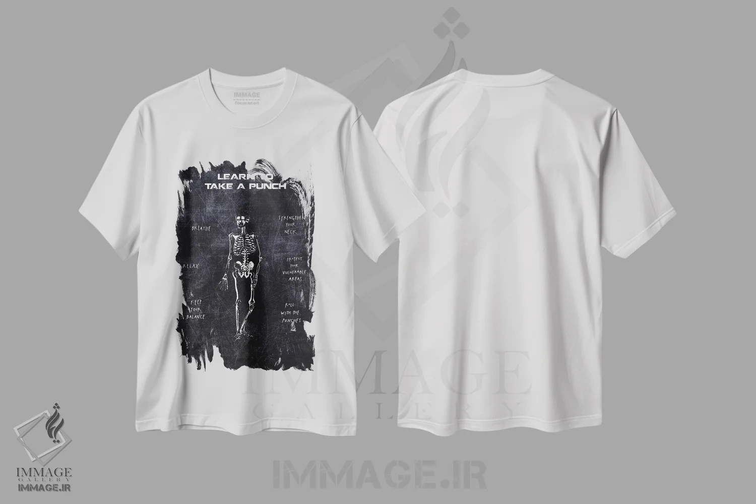 تیشرت سفید طرح دار تحمل ضربه، هنر دیجیتال سیاه و سفید اثر جوزف فرناندو | فروشگاه ایماژ