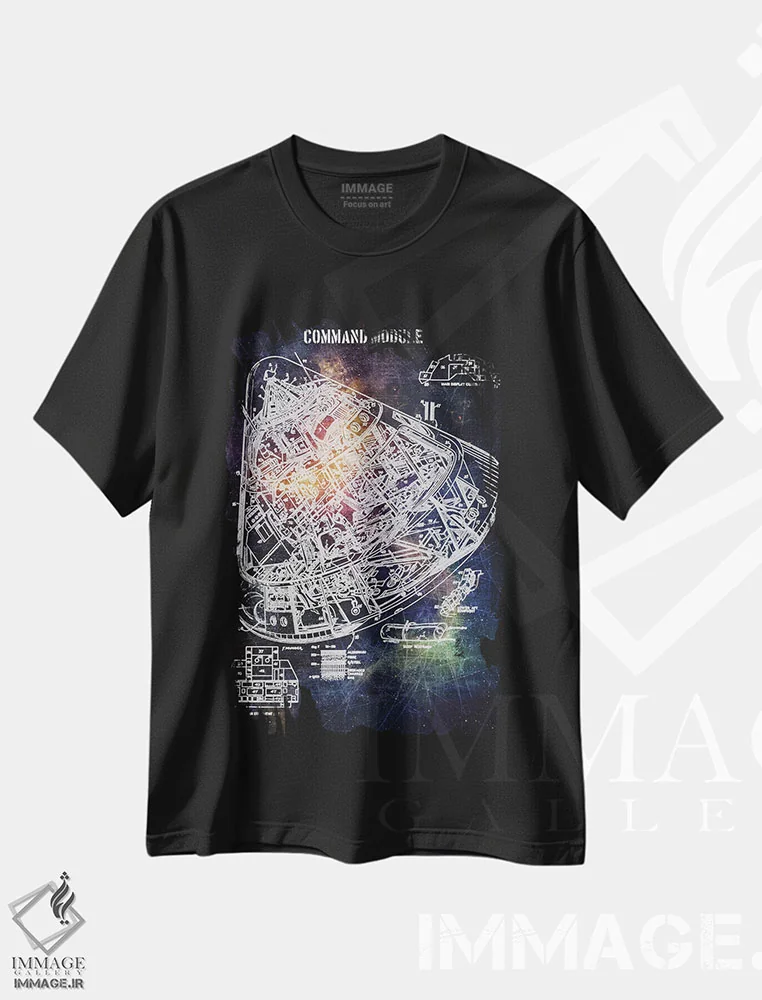 تیشرت مشکی طرح دار ماژول فرماندهی، تزئینی اثر جوزف فرناندو | فروشگاه ایماژ