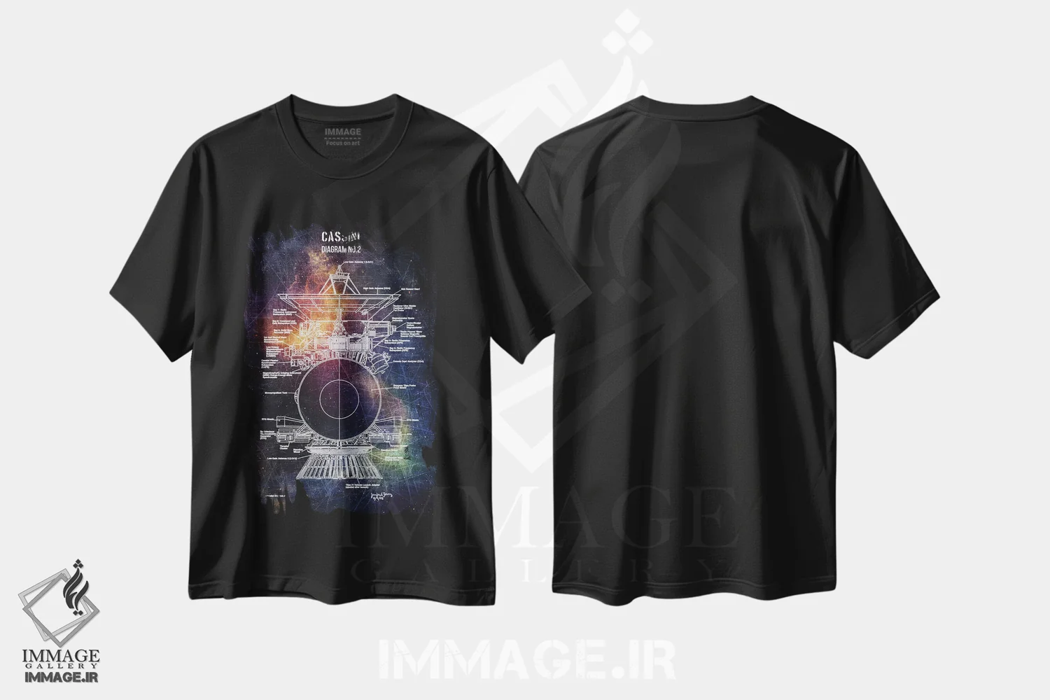تیشرت مشکی طرح دار کاسینی شماره ۲، تزئینی اثر جوزف فرناندو | immage.ir