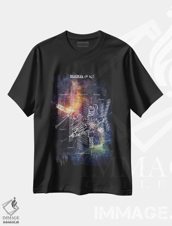 تیشرت مشکی طرح دار نمودار ایستگاه میر، تزئینی اثر جوزف فرناندو | immage.ir
