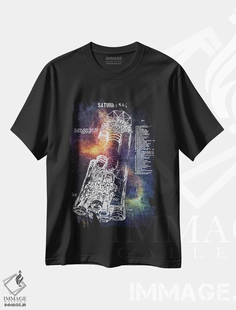 تیشرت مشکی طرح دار ساترن I مدل SA-I، تزئینی اثر جوزف فرناندو | فروشگاه ایماژ