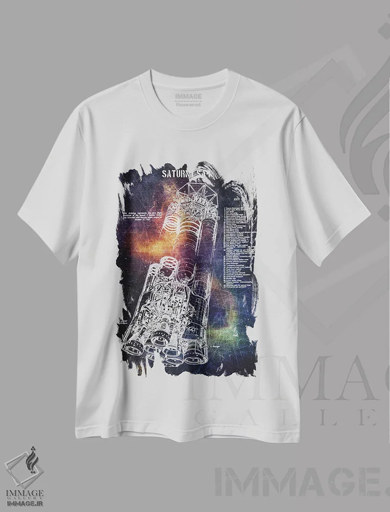 تیشرت سفید طرح دار ساترن I مدل SA-I، تزئینی اثر جوزف فرناندو | immage.ir