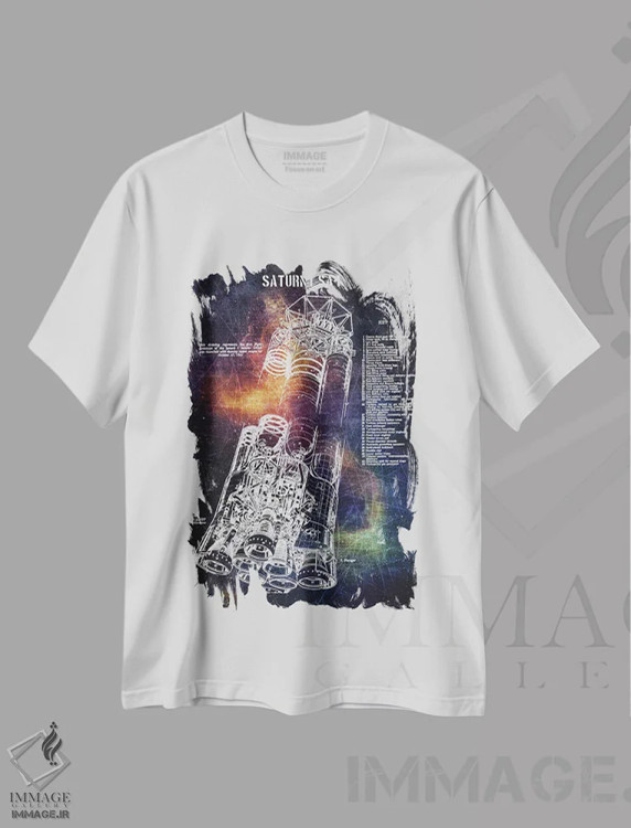 تیشرت سفید طرح دار ساترن I مدل SA-I، تزئینی اثر جوزف فرناندو | immage.ir